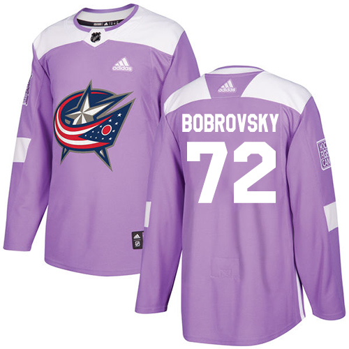 Adidas Blue Jackets #72 Sergei Bobrovsky Purple Authentic Fights Cancer Stitched Youth NHL Jersey - Click Image to Close